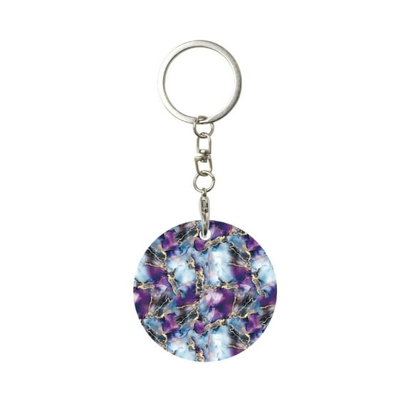 Naloa Purple Marble Texture Print Round Keychain Keychain Key Ring, Key Tag, Key Chain Bulk for Gift Accessories (Round)