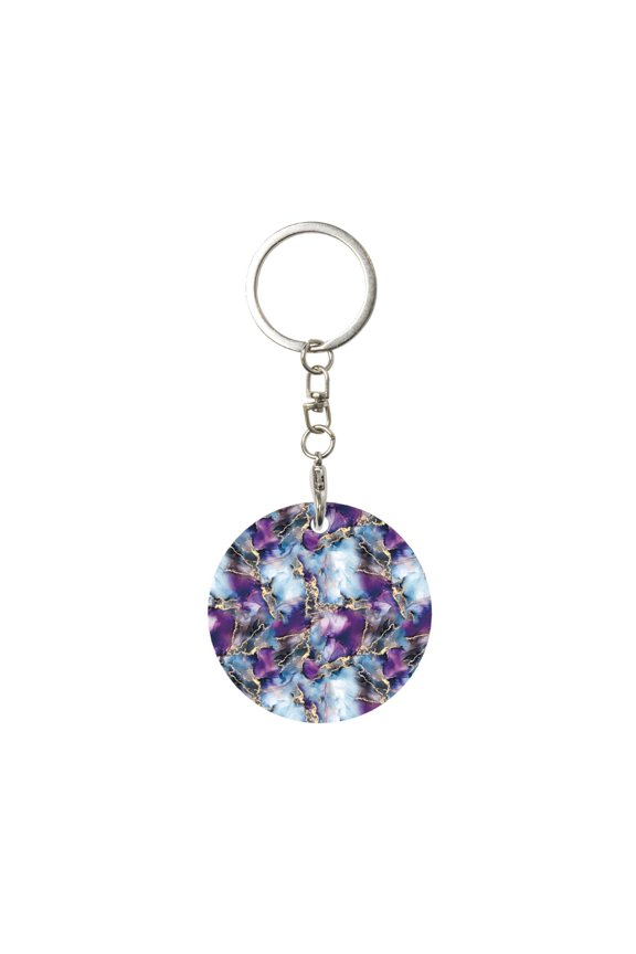 Purple Marble Texture Print Round Keychain Keychain Key Ring, Key Tag, Key Chain Bulk for Gift Accessories (Round)