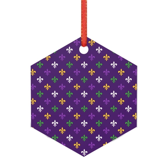 Naloa Purple Mardi Gras Acrylic Santa Tree Decorations Christmas Hanging Pendant for Christmas Winter New Year Party Hanging Decorations-Hexagon