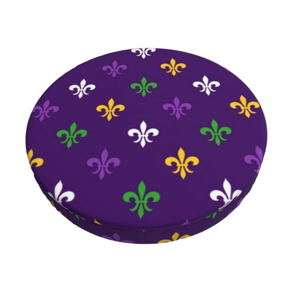 Naloa Purple Mardi Gras Round Bar Stool Cushion Cover 12-14 inch, Fits Kitchen, Office, Restaurant Chairs - 12 inch