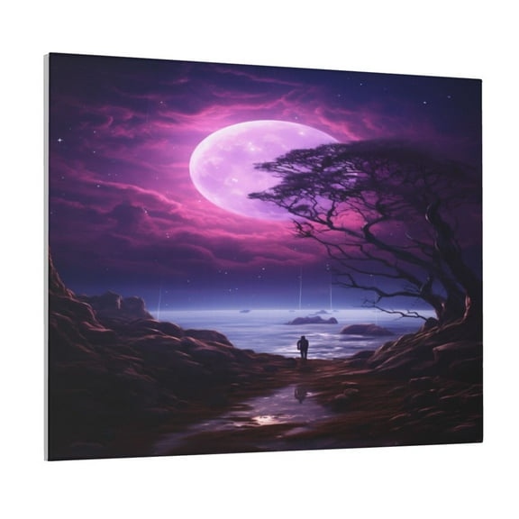 Naloa Purple Moon Tree Night Sky Print Canvas Bathroom Wall Art,Bathroom Wall Art Decoration, Canvas Poster Prints,Decorative Paintings for Living Room, Bathroom, Kids Room