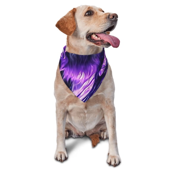 Naloa Purple Pattern White Tiger Dog Bandanas 1PC Washable Triangle Dog Scarfs Premium Durable Fabric, for Small Medium Large Dogs and Cats