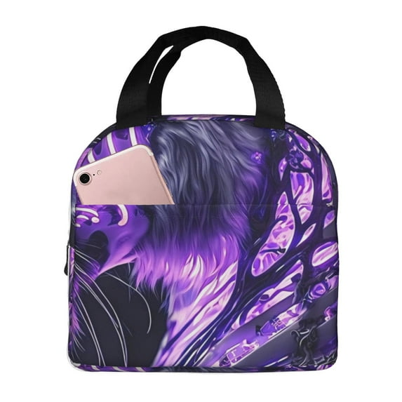 Naloa Purple Pattern White Tiger Print Lunch Box for Women Men,Insulated Lunch Bag,Lunchbox,Thermal Leakproof Cooler,Reusable Lunch Tote Bag for Work School Travel Picnic