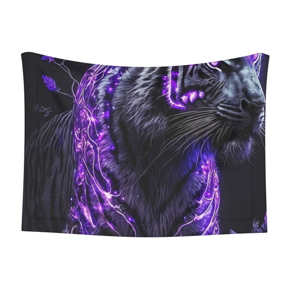 Naloa Purple Plant White Tiger Dog Blanket, 3 Sizes Cat Blanket for Indoor Cats Large Medium Small Dog Gifts-Large