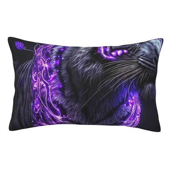 Naloa Purple Plant White Tiger Pillow Covers, Throw Pillow Case Cushion Covers,Cushion for Bedroom,Couch,Home-20"x30"