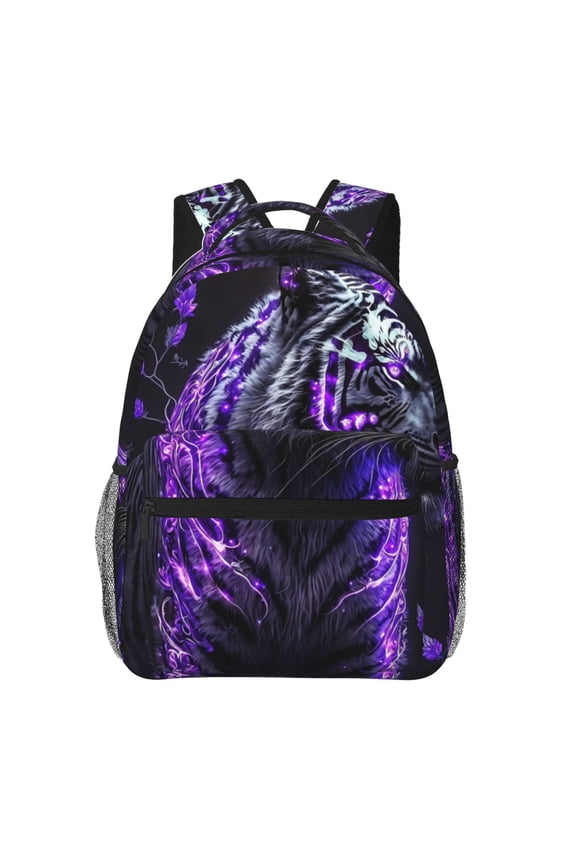 Purple Plant White Tiger Print Solid Color Tie Formal Necktie for MenSuitable for business, daily life, work