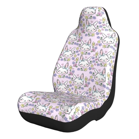 Naloa Purple Rabbit Car Seat Covers 2PCs Front Car Seat Covers Universal fit for Most Cars SUVs and Trucks - 1
