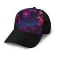thumbnail image 1 of Naloa Purple-Red Skull Adult adjustable Print Baseball Hat, Patchwork curved brim baseball capfor Men and Women, One Size, 1 of 5