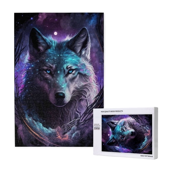 Naloa Purple Sky Wolf Custom Puzzles Personalized Puzzle 1000 Pieces from Photo Custom Jigsaw Puzzle for Wedding, Graduation, (29.519.7in, Vertical)