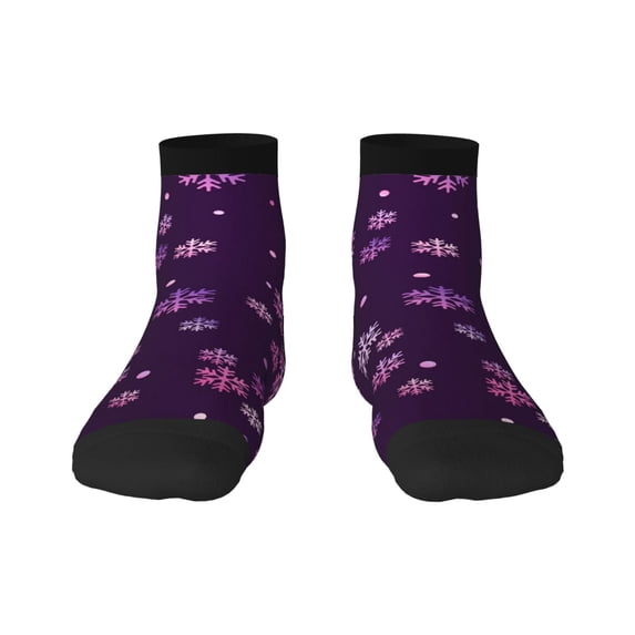 Naloa Purple Snow Flakes Ankle Socks for Women Non Slip Socks No Show Socks Classic Low Cut Casual Socks Casual Socks