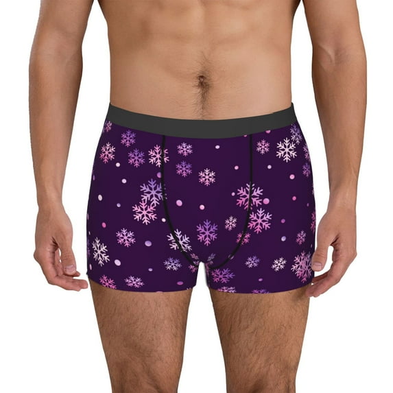 Naloa Purple Snow Flakes Mens Underwear - Boxers for Men, Mens Boxer Briefs, Classic Briefs for Men-Medium