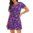 thumbnail image 1 of Naloa Purple Snowflakes Print Women Nightgowns,Womens Loungewear,Short Sleeve Sleepwear,Comfy Ladies Nightdress, 1 of 6