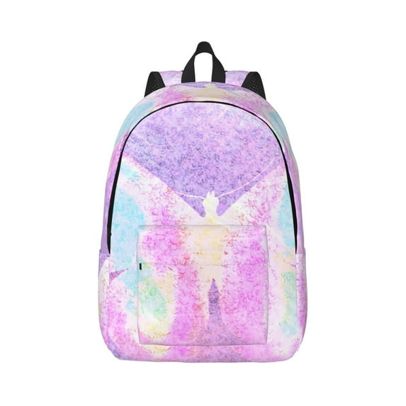 Naloa Purple Sparkling Butterfly Canvas Backpack for Men Women Rucksack Casual Travel Daypack College Tote Satchel Bookbag for Teens-Small