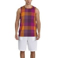 thumbnail image 1 of Naloa Purple Yellow Buffalo Plaid Basketball Jersey Reversible Men's Mesh Athletic Sports Shirts Training Practice S-4XLX-Large, 1 of 6