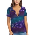 thumbnail image 1 of Naloa Purple and Green Glitter Print T-Shirts Short Sleeve V Neck Tees for Women Fashion Tops Trendy Lightweight Soft Casual Summer Outfits Clothes, 1 of 5