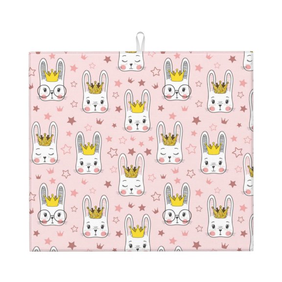 Naloa Queen For Rabbit Dish Drying Mat for Kitchen Counter, Heat Resistant Drainer Mats, Absorbent Draining Mat,Dish Rack Pad,16"x18"