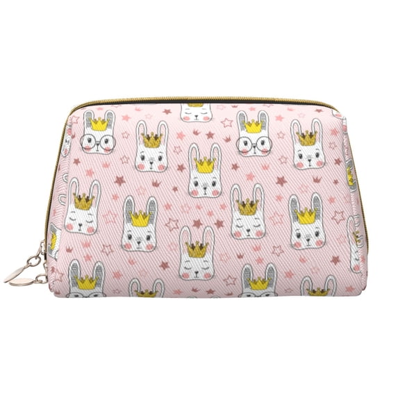 Naloa Queen For Rabbit Leather Makeup Bag for Purse Travel, Portable Small Cosmetic Organizer for Women and Girls, Make up Bag with Zipper