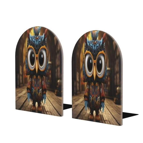 Naloa Quirky Owl With Glasses 2 Pcs Bookend Large Capacity Office Book Ends for Home Office Library School Study Decoration
