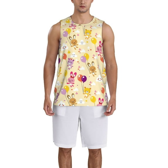 Naloa Rabbit And Balloon Basketball Jersey Reversible Men's Mesh Athletic Sports Shirts Training Practice S-4XLSmall