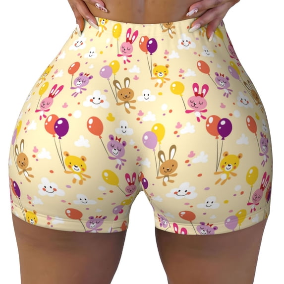 Naloa Rabbit And Balloon Biker Shorts for Women Seamless Scrunch Short Women’s Yoga Shorts for Gym Running Sport Shorts - XX-Large