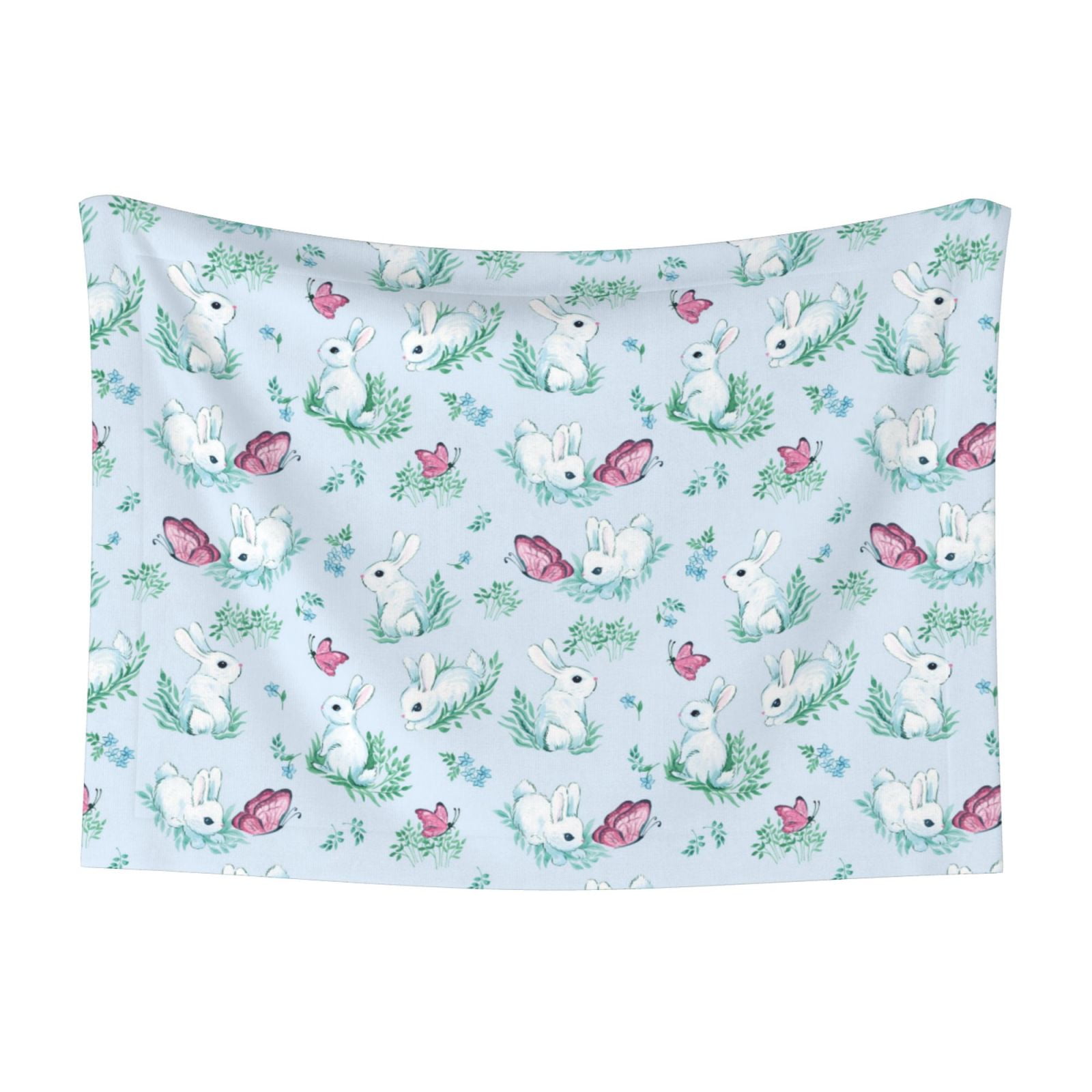 Naloa Rabbit And Butterfly Dog Blanket, 3 Sizes Cat Blanket for Indoor Cats Large Medium Small Dog Gifts-Large