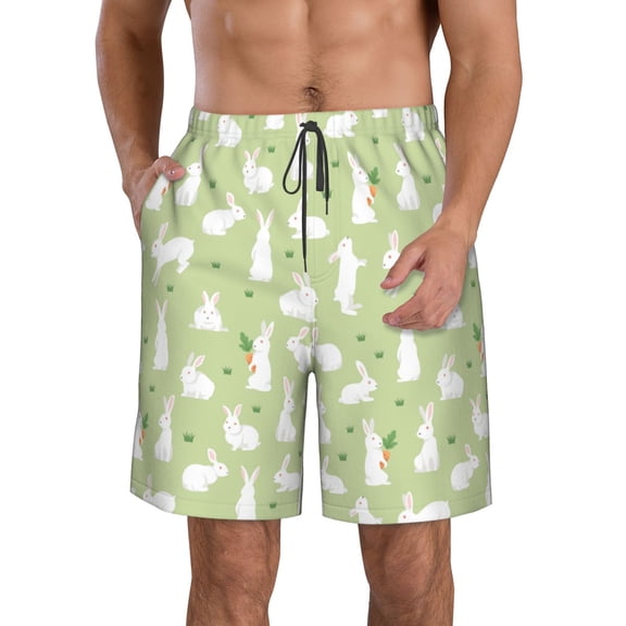 Naloa Rabbit And Carrot (2) Men's Beach Shorts, Surfing shorts, Swim trunks, Quick Dry Swim Trunks for Surfing Beach Fun - 3X-Large