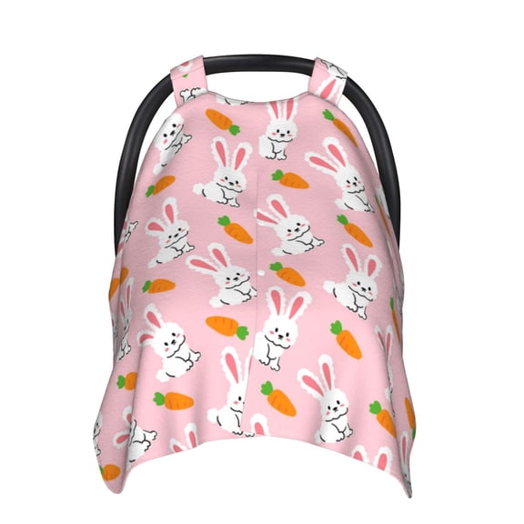 Naloa Rabbit And Carrot Baby Car Seat Cover, Breathable Baby Carrier Cover, Multiuse Baby Carrier Cover & Nursing Breastfeeding Cover