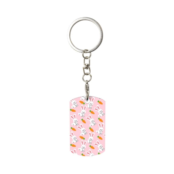 Naloa Rabbit And Carrot Print Keyfob with Split Key Ring and Print Labels, Key Labels Key Chain Tags, Luggage Tags, Car Key Chain Ring Keyfob Gift