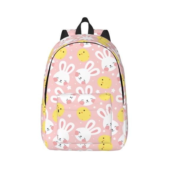 Naloa Rabbit And Chick Canvas Backpack for Men Women Rucksack Casual Travel Daypack College Tote Satchel Bookbag for Teens-Small