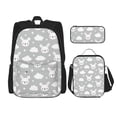 thumbnail image 1 of Naloa Rabbit And Cloud Print Large Capacity Backpack Lunch Bag Pencil Case Combination 3 Piece Set for Student, 1 of 8