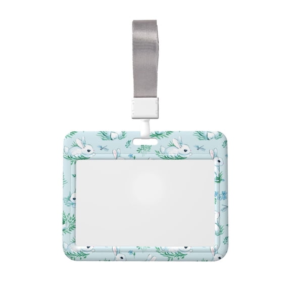 Naloa Rabbit And Dragonfly Card Badge Holder Work Badge Sleeve for Office, School, Factory, ID Credit Cards, Driver Licenses and Passes