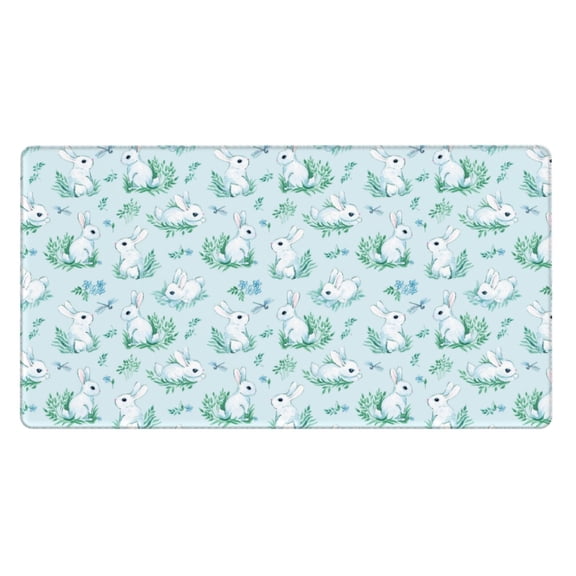 Naloa Rabbit And Dragonfly Gaming Mouse Pad Large Mouse Mat Long Extended Desk Pad Non-Slip Rubber Mice Pads Stitched Edges Thin Pad (16x29.5 Inch)