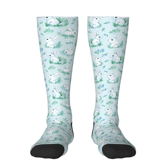 Naloa Rabbit And Dragonfly Thigh High Socks Extra Long Stretchy Sock Women Over Knee High Opaque Stocking Daily Wear