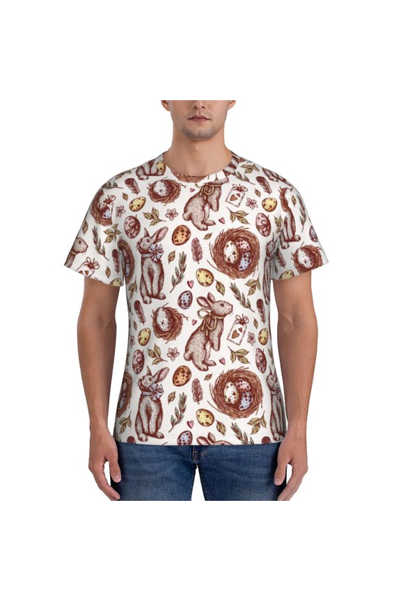 Rabbit And Egg Men's T-Shirt Sport T-shirt Men's Basic Tee Casual Men's Shirt, Round Neck, Short Sleeves - XX-Large