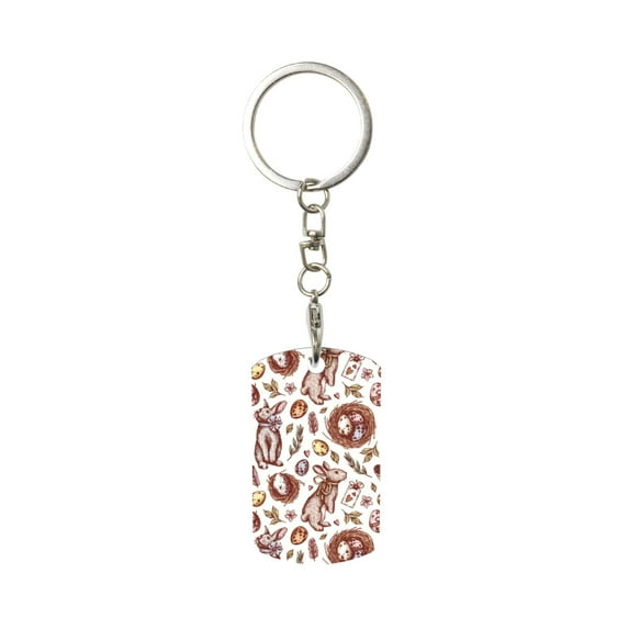 Naloa Rabbit And Egg Print Keyfob with Split Key Ring and Print Labels, Key Labels Key Chain Tags, Luggage Tags, Car Key Chain Ring Keyfob Gift