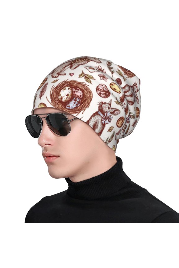 Rabbit And Egg Soft Beanie Hat, Knit Beanie Daily Beanie in Fine Knit for Women Men Winter Travel, Outdoor