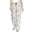 thumbnail image 1 of Naloa Rabbit And Flower Print Women’s Ultra-Soft Comfy Pajama Lounge Pants with Pockets & Drawstring, 1 of 1