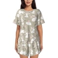 thumbnail image 1 of Naloa Rabbit And Flower Women's Short-Sleeved Pajama Set, Loungewear, Summer pajamas, Breathable Cozy - 3X-Large, 1 of 9