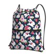 thumbnail image 1 of Naloa Rabbit And Rose Drawstring Backpack String Bag Cinch Water Resistant for Gym Shopping Sport Yoga, 1 of 6