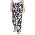 thumbnail image 1 of Naloa Rabbit And Rose Print Women’s Ultra-Soft Comfy Pajama Lounge Pants with Pockets & Drawstring, 1 of 8