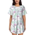 thumbnail image 1 of Naloa Rabbit Back View Women's Short-Sleeved Pajama Set, Loungewear, Summer pajamas, Breathable Cozy - Medium, 1 of 9