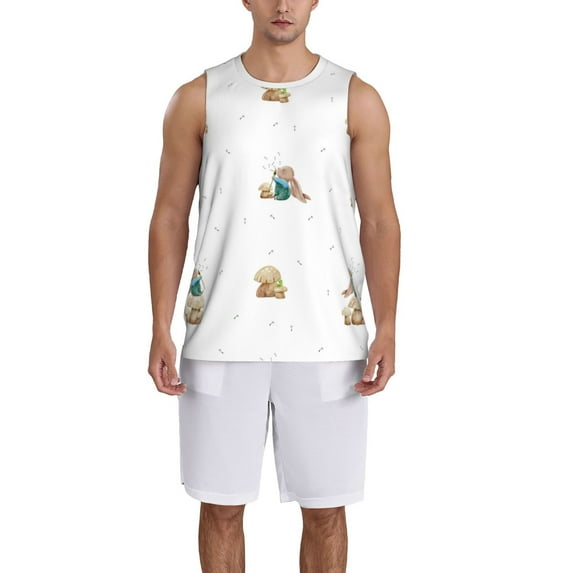 Naloa Rabbit Blowing Dandelions Basketball Jersey Reversible Men's Mesh Athletic Sports Shirts Training Practice S-4XLLarge