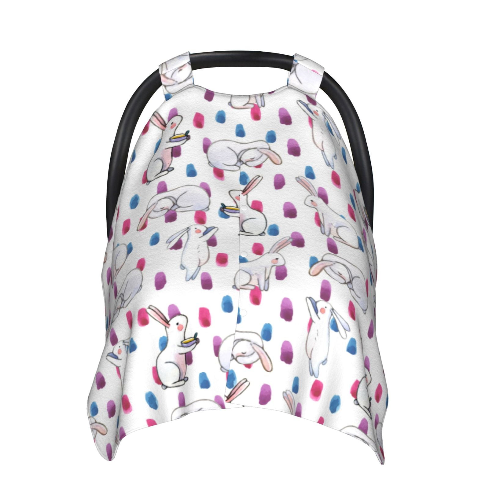 Naloa Rabbit Eating Baby Car Seat Cover, Breathable Baby Carrier Cover, Multiuse Baby Carrier Cover & Nursing Breastfeeding Cover