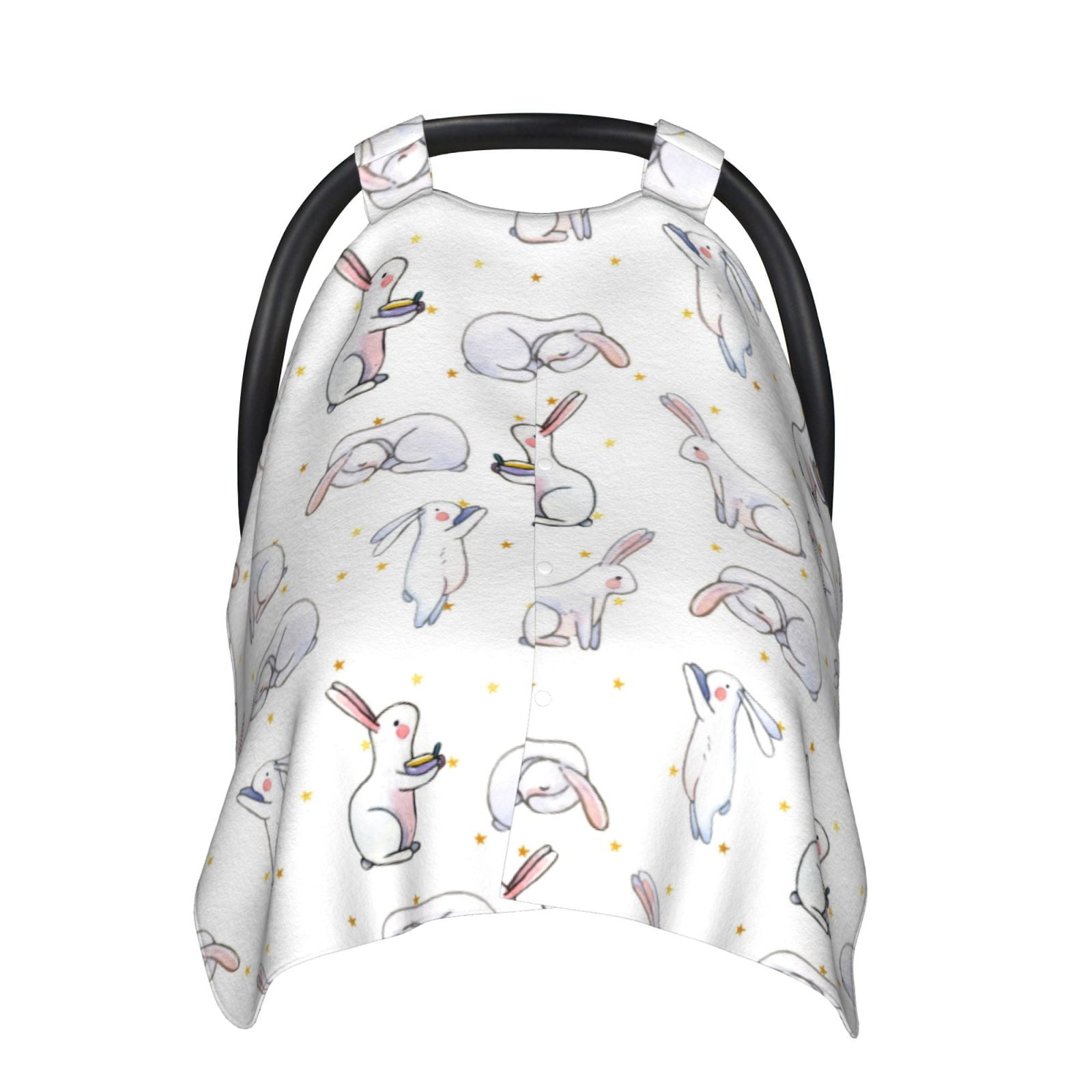 Naloa Rabbit Eating Baby Car Seat Cover, Breathable Baby Carrier Cover, Multiuse Baby Carrier Cover & Nursing Breastfeeding Cover