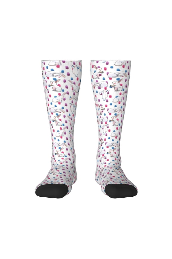 Rabbit Eating Thigh High Socks Extra Long Stretchy Sock Women Over Knee High Opaque Stocking Daily Wear
