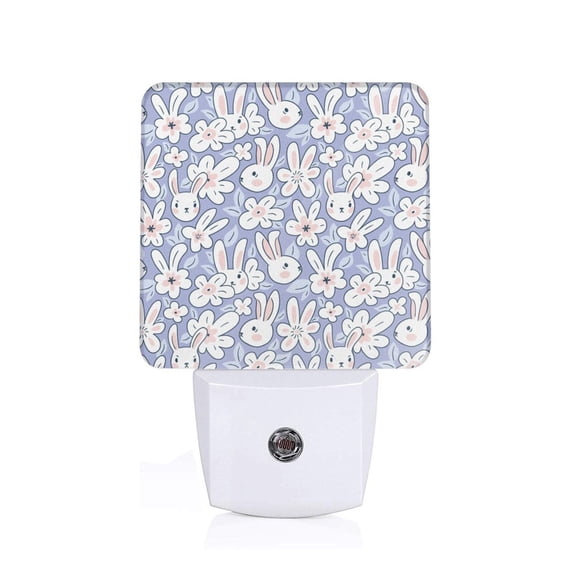Naloa Rabbit And Floral Night Lights Plug into Wall, Dusk to Dawn Sensor Warm White Led Night Light 0.5W, Nightlight suit for Adults, Bedroom, Bathroom, Hallway, Kitchen