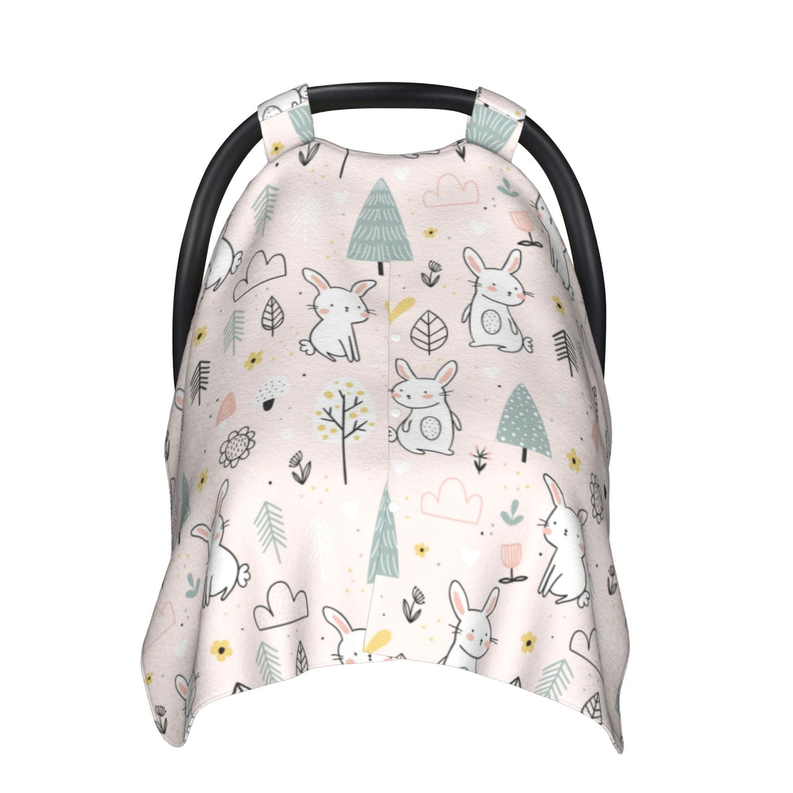 Naloa Rabbit Forest Baby Car Seat Cover, Breathable Baby Carrier Cover, Multiuse Baby Carrier Cover & Nursing Breastfeeding Cover