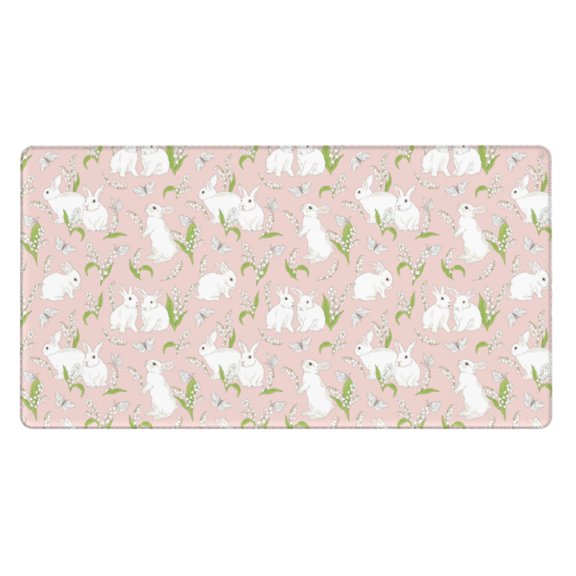 Naloa Rabbit Gaming Mouse Pad Large Mouse Mat Long Extended Desk Pad Non-Slip Rubber Mice Pads Stitched Edges Thin Pad (16x29.5 Inch)