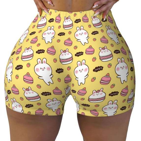 Naloa Rabbit Hunger Biker Shorts for Women Seamless Scrunch Short Women’s Yoga Shorts for Gym Running Sport Shorts - X-Large