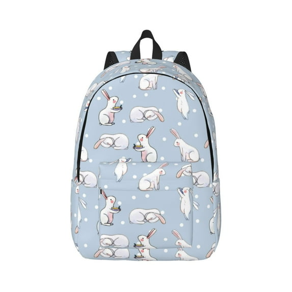 Naloa Rabbit Is Eating Carrots Canvas Backpack for Men Women Rucksack Casual Travel Daypack College Tote Satchel Bookbag for Teens-Medium